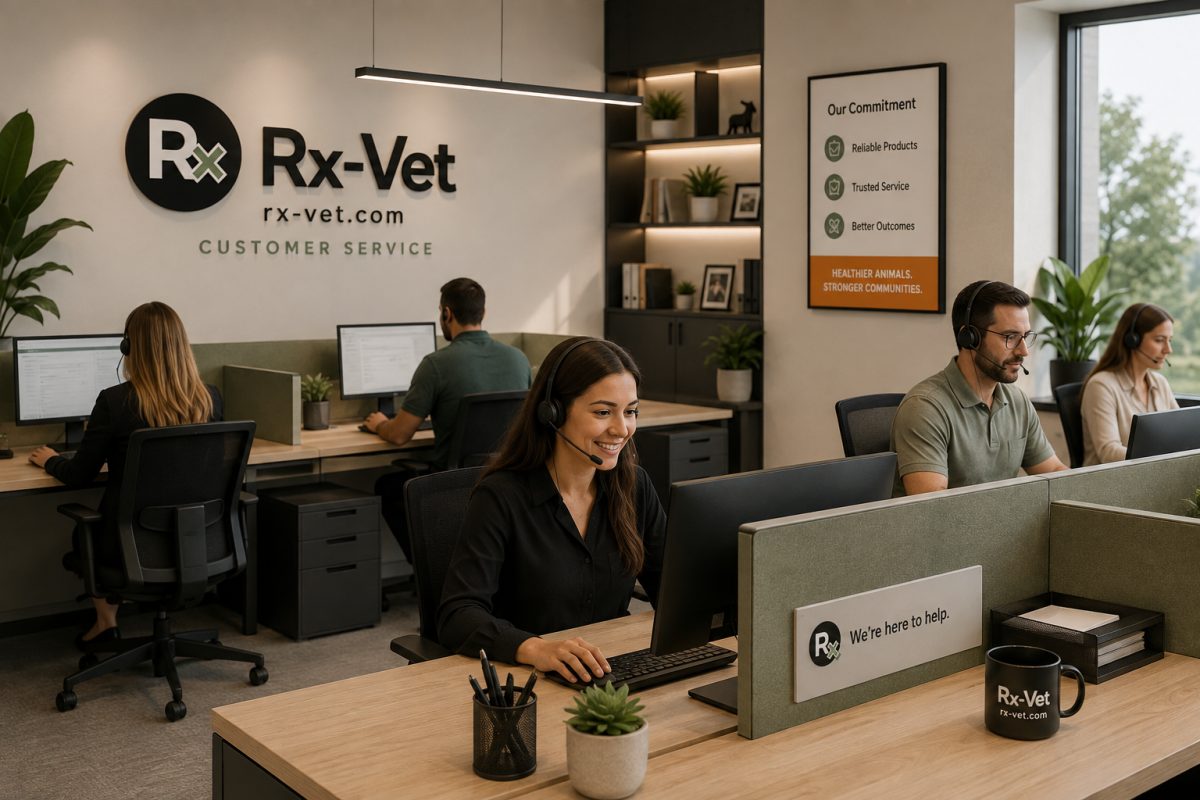 Rx-Vet customer support team assisting clients